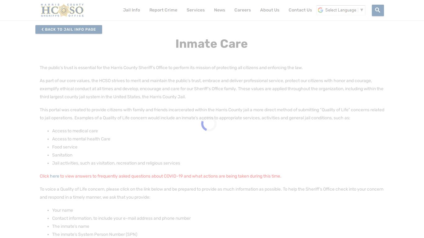Inmate Care—Harris County Texas Sheriff's Office